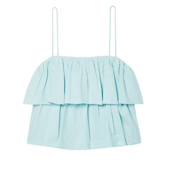 Alice + Olivia Marylynn cropped tiered linen-blend top size 8 - Picture 1 of 7